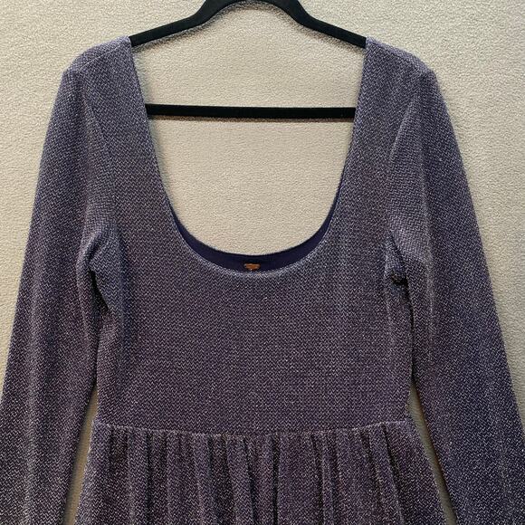 Free People Sparkle Deep Scoop Neck Back Mini Skater Dress Womens M/L? Concert - Picture 4 of 15